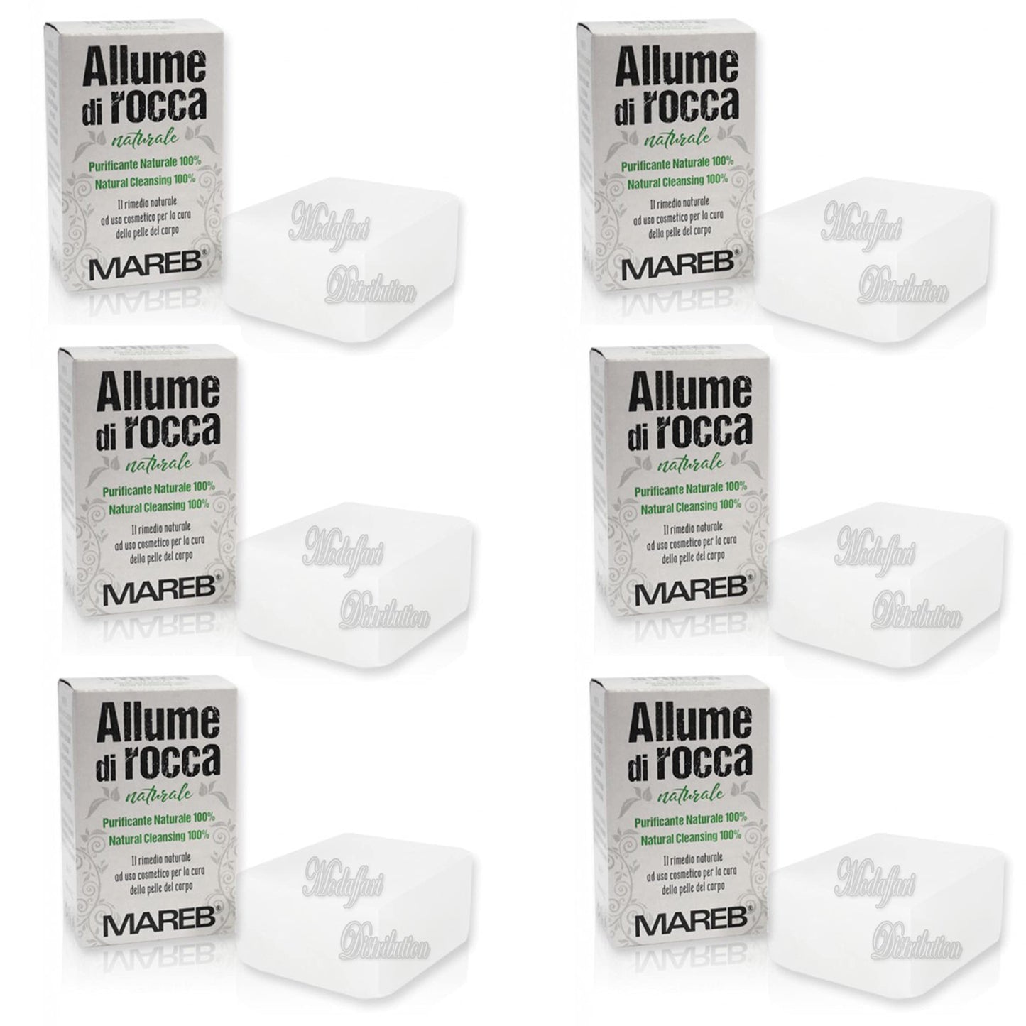 Allume Di Rocca Quadro Naturale 100%, Purificante Mareb 6pz da 100 g