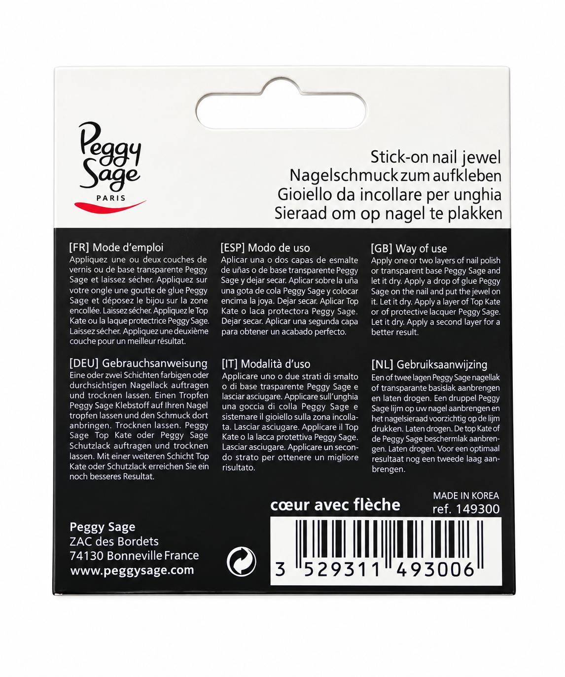 Gioielli per Unghie Cuore con Freccia e Cristallo Set da 6 Pz Peggy Sage149300