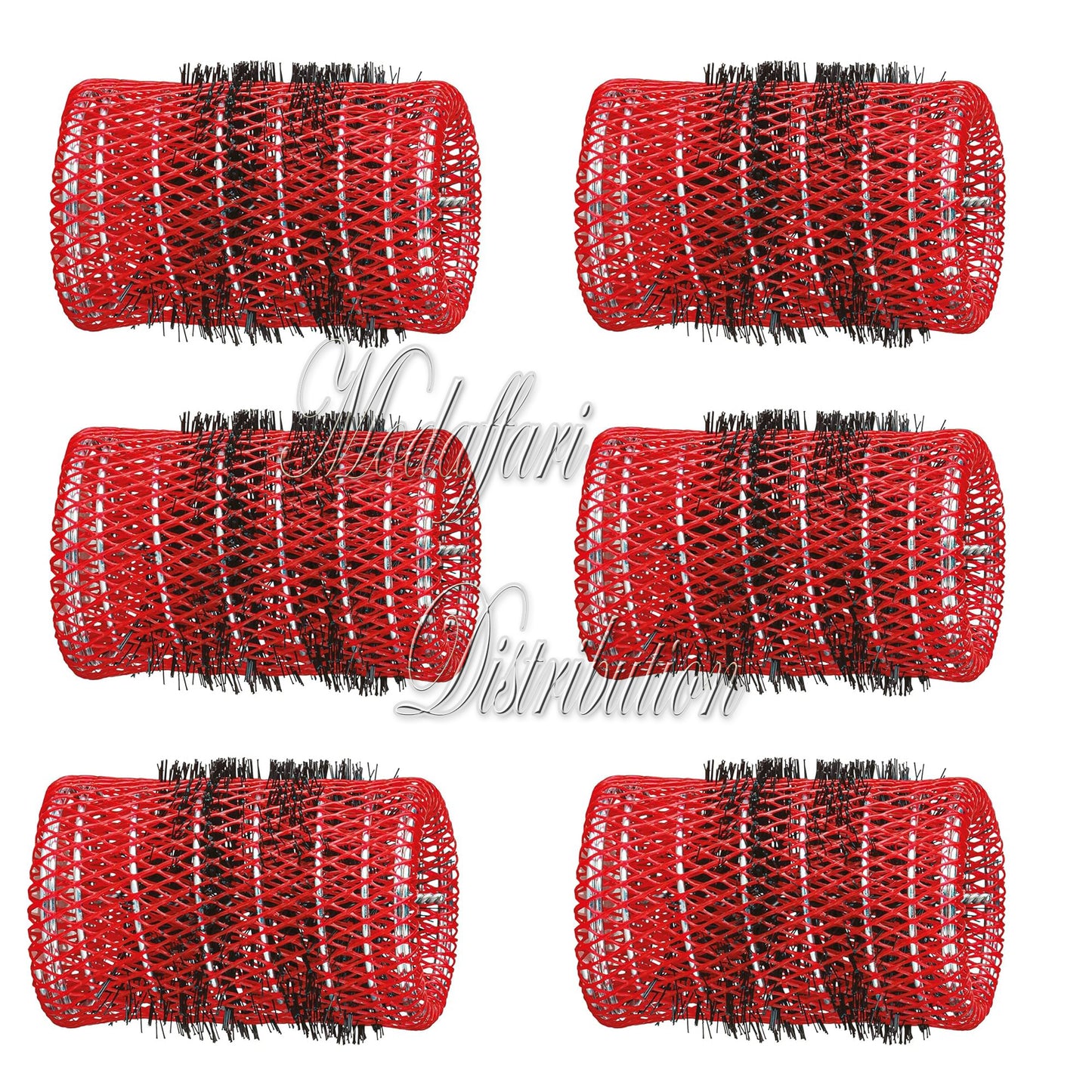 Bigodini per Capelli in Plastica Rosso, 6 Pezzi (Ø 36 mm) Xanitalia