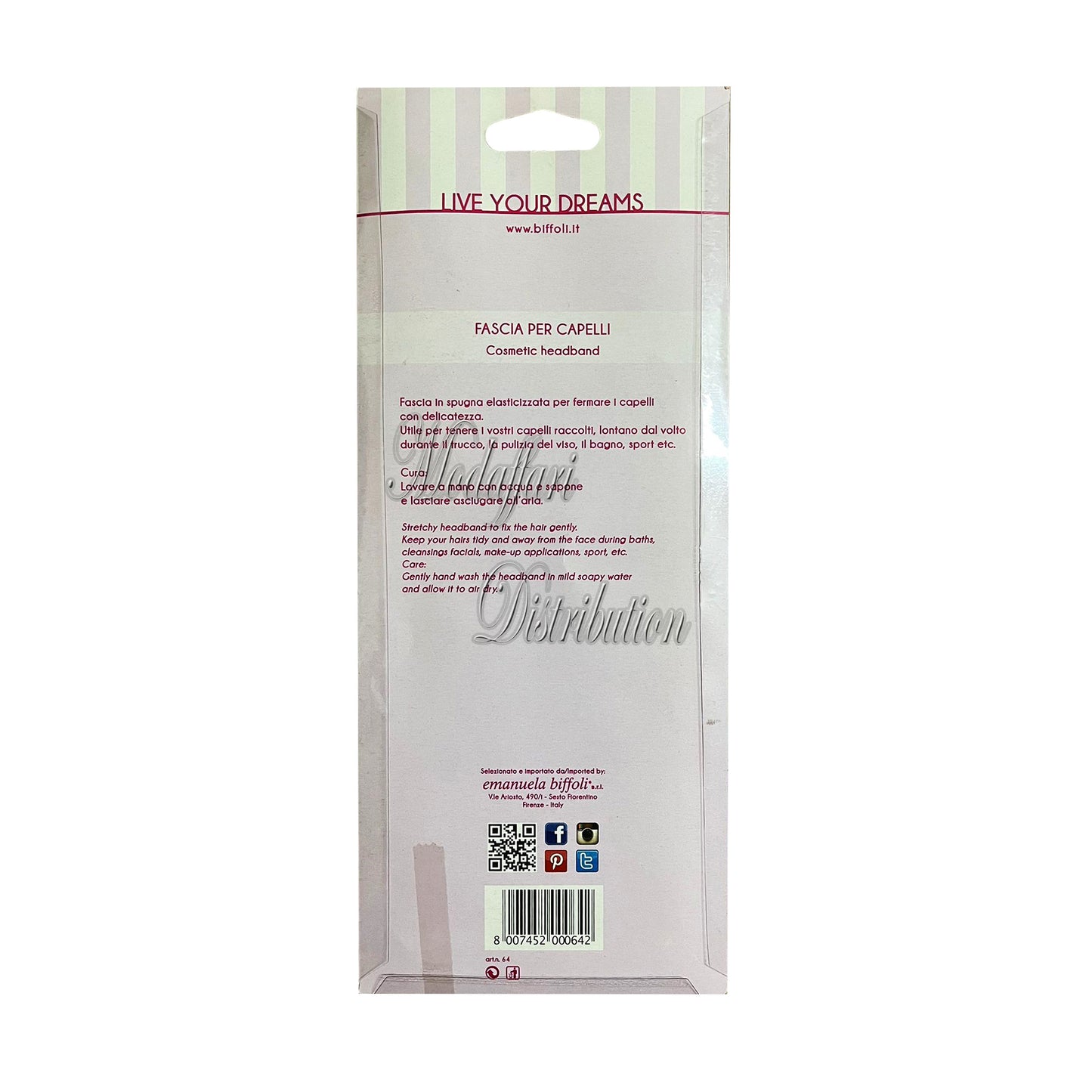 Fascia per Capelli in Spugna Elasticizzata Emanuela Biffoli 2pz