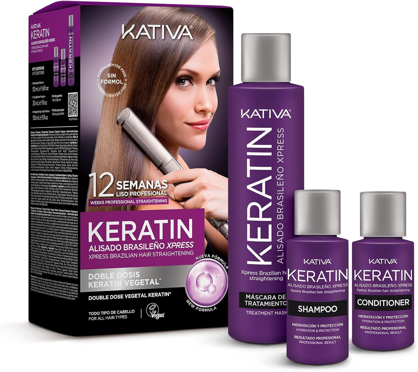 Kativa Kit Trattamento lisciante brasiliano alla Cheratina Xpress