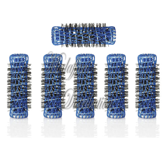 6 Bigodini con Scovolo per Capelli (Ø 16 mm) Blu in Plastica Xanitalia