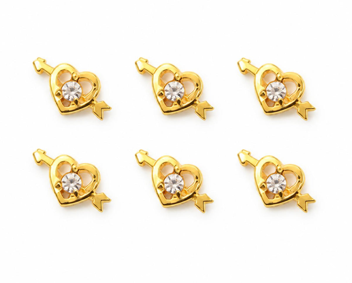 Gioielli per Unghie Cuore con Freccia e Cristallo Set da 6 Pz Peggy Sage149300