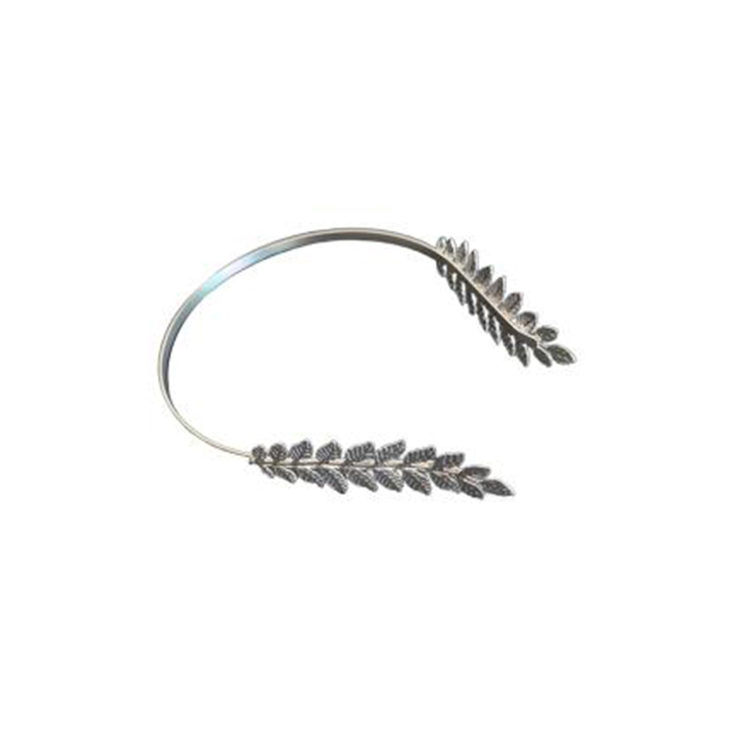 Cerchietto per Capelli con Foglie, Fascia in Metallo Argentato, Stile Boho Elegante