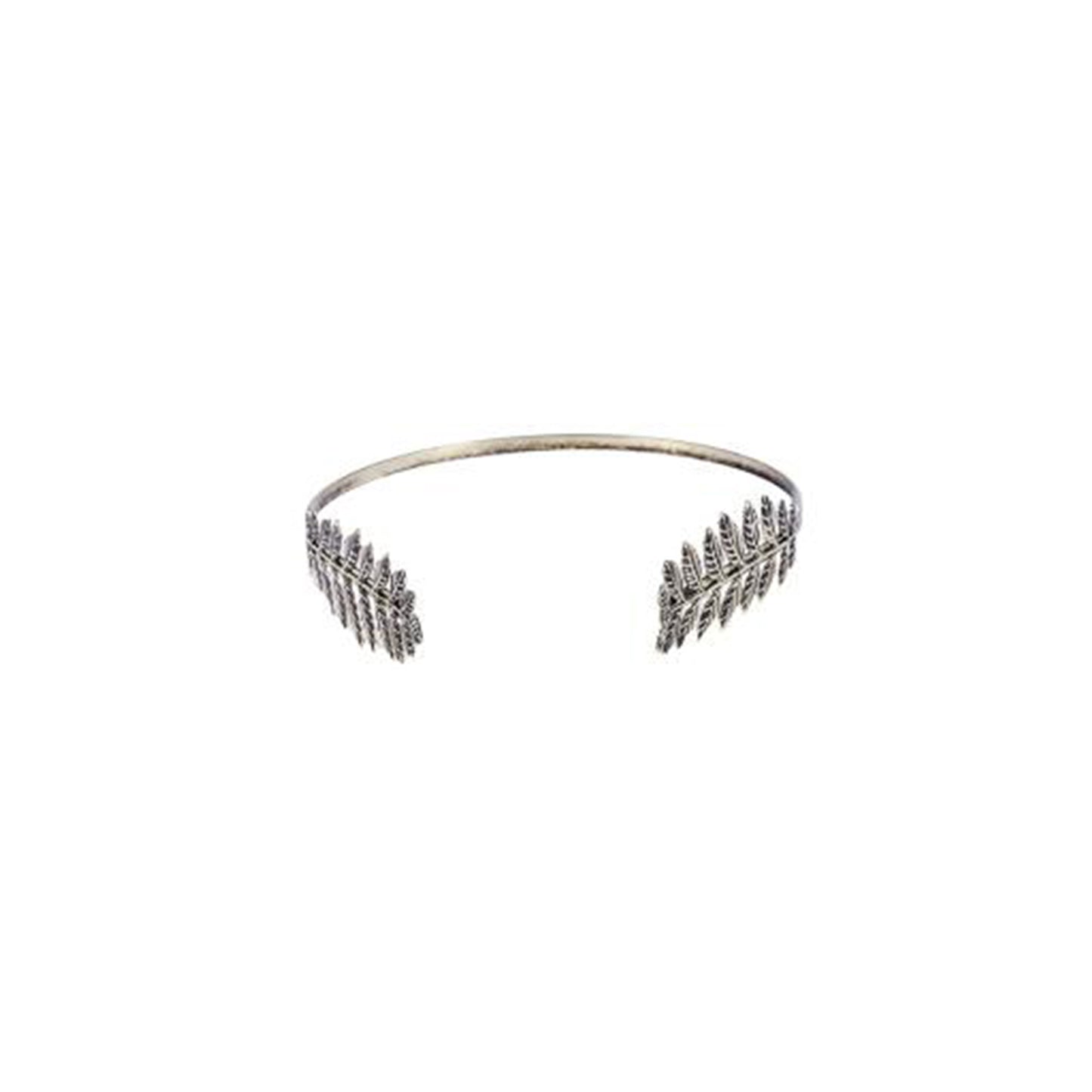 Cerchietto per Capelli con Foglie, Fascia in Metallo Argentato, Stile Boho Elegante