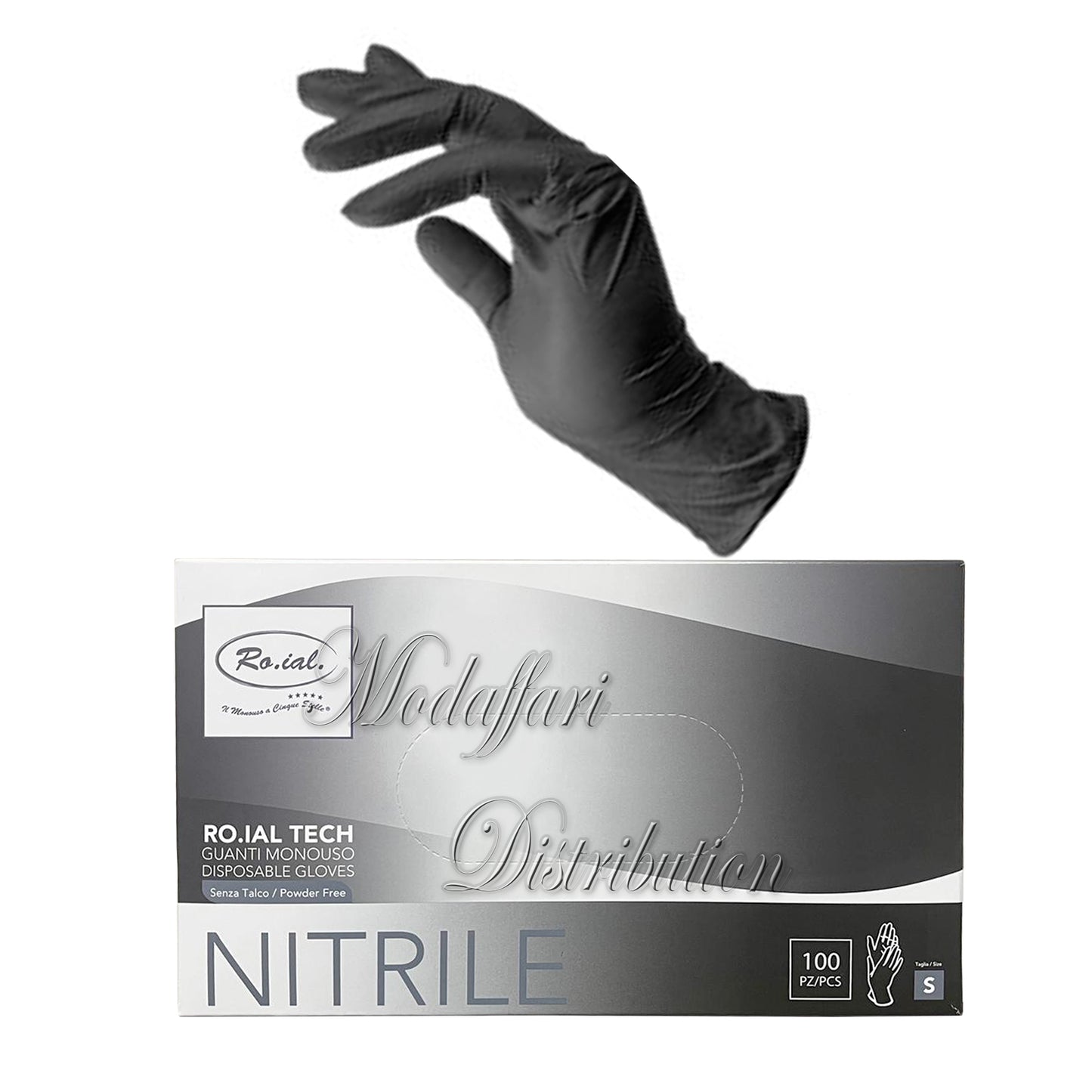 Guanti Nitrile Monouso S Neri Senza Polvere 2 Confezioni da 100 pz Roial
